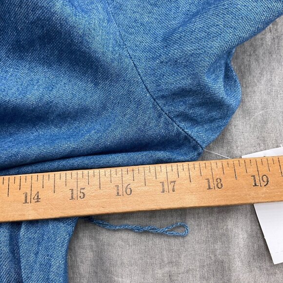 Old Navy Dress Women Small Blue Bow Midi Peasant Boho Chambray‎ Cotton NWT - Picture 6 of 14
